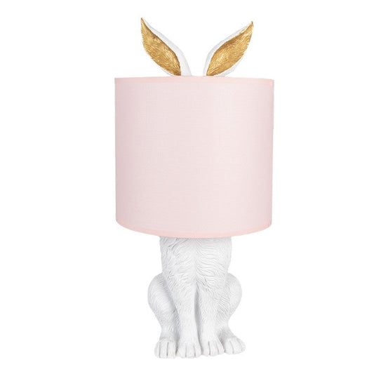 Bordslampa Kanin Ø 20x43 cm Vit Rosa Polyresin