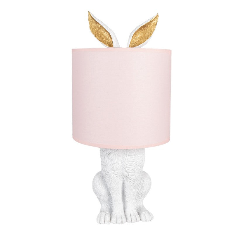 Bordslampa Kanin Ø 20x43 cm Vit Rosa Polyresin