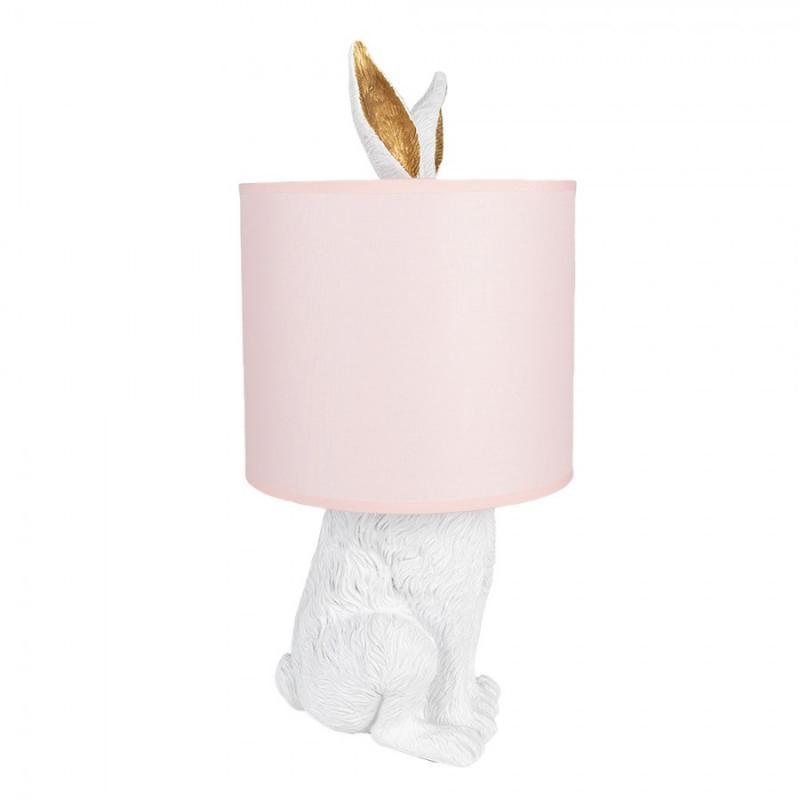 Bordslampa Kanin Ø 20x43 cm Vit Rosa Polyresin