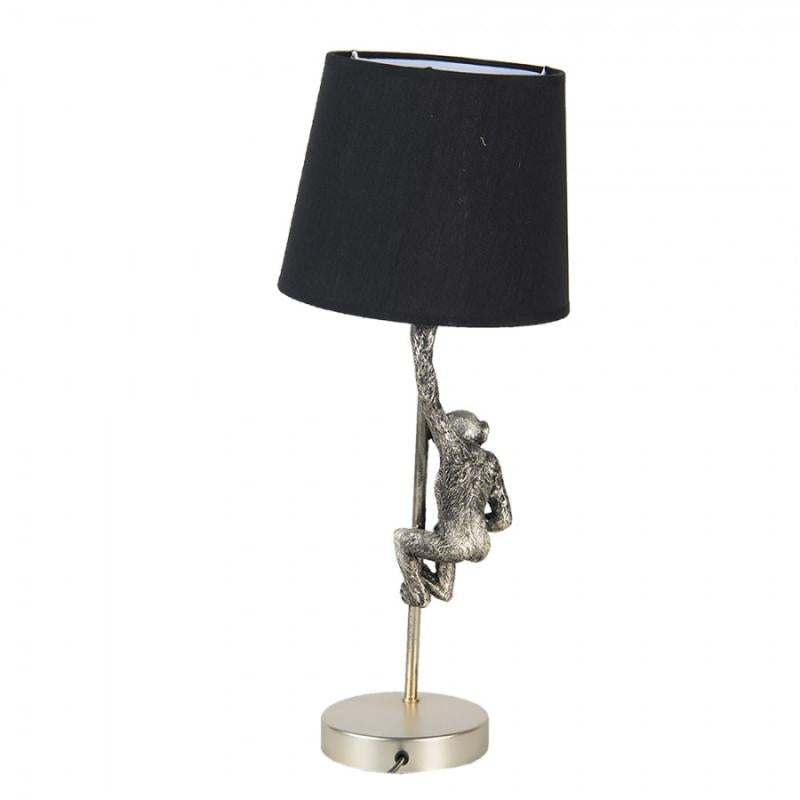 Bordslampa Ø 20x49 Cm Monkey Silverfärgad Svart Polyresin Skrivbordslampa
