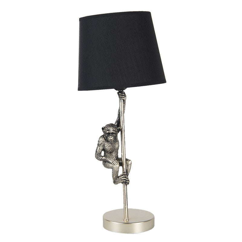 Bordslampa Ø 20x49 Cm Monkey Silverfärgad Svart Polyresin Skrivbordslampa