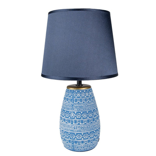 Bordslampa Ø 20x35 Cm Blå Vit Keramik Rund