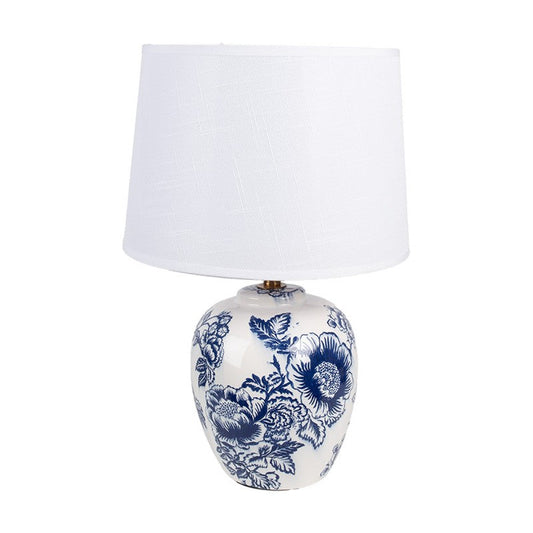 Bordslampa Ø 28x42 cm Vit Blå Keramisk