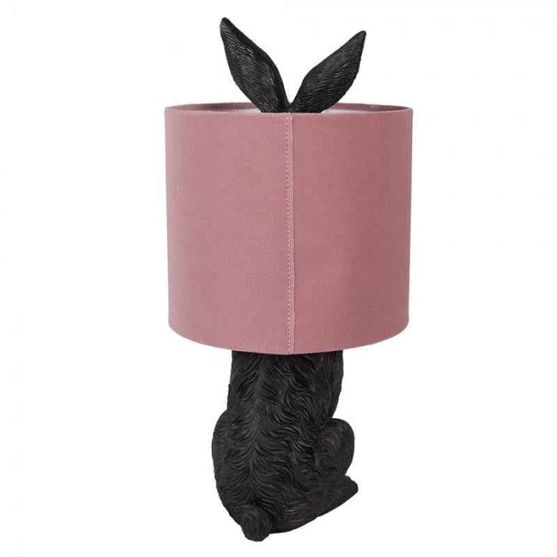 Bordslampa Kanin Ø 20x43 cm Svart Rosa Polyresin