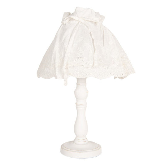 Bordlampe Romantisk Ø 23x40 cm Antikk hvit Tre