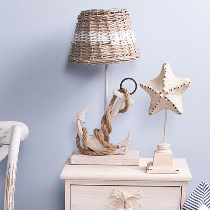 Bordslampa Lampfot 37 cm Beige Trä Ankare rektangel