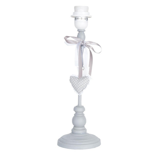 Bordslampa Lampfot Ø 12x38 Cm Grå Trä Hjärta Rund
