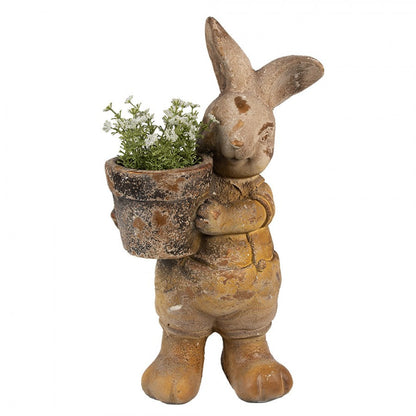 Påskdekoration Blomkruka Kanin Brun Keramiskt (B/D/H) 23x18x41 cm