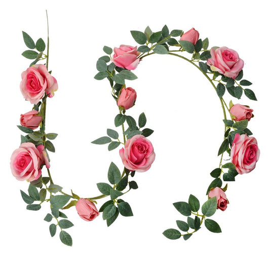 Kunstig Garland Blomster Rose 150 cm Rosa grønn