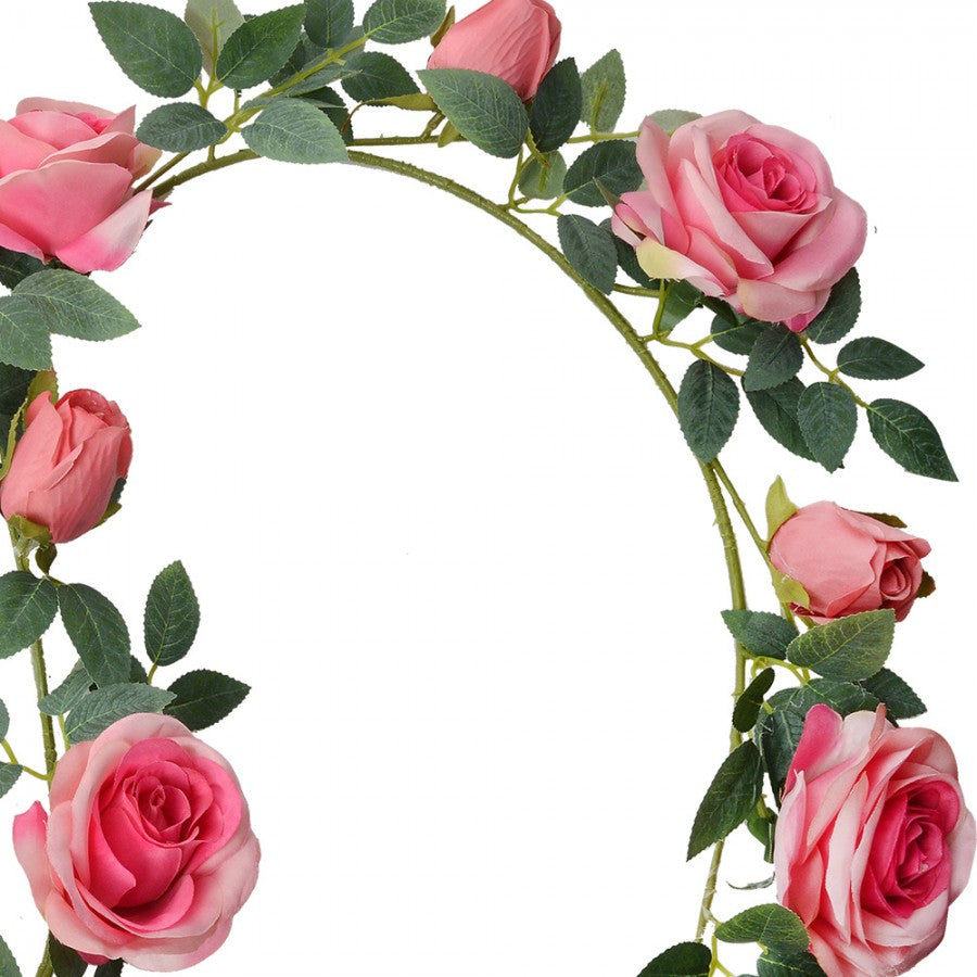 Kunstig Garland Blomster Rose 150 cm Rosa grønn