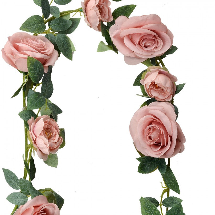 Kunstig Garland Blomster Rose 150 cm Rosa grønn