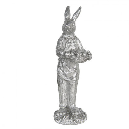 Påskdekoration Kanin 33 Cm Silverfärgad Polyresin