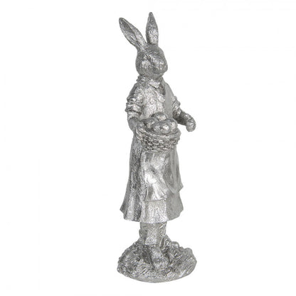Påskdekoration Kanin 34 Cm Silverfärgad Polyresin