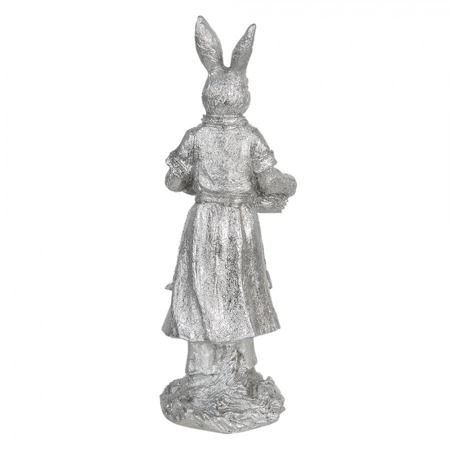 Påskdekoration Kanin 34 Cm Silverfärgad Polyresin