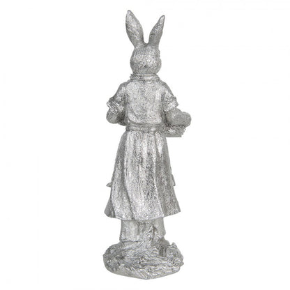 Påskdekoration Kanin 34 Cm Silverfärgad Polyresin