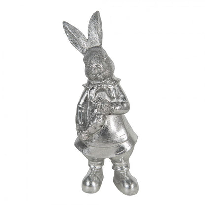 Påskdekoration Kanin 22 Cm Silverfärgad Polyresin