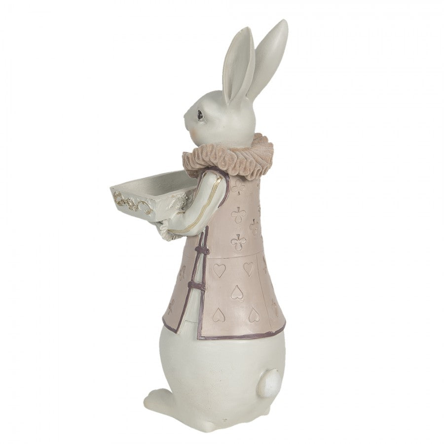 Påskdekoration Staty Kanin 15x13x37 cm Vit, rosa dekorativ i polyresin
