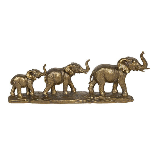 Dekoration Djur Elefant 3 st 45x9x17 Cm Guldfärgad Polyresin