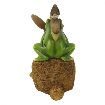 Påskdekoration Kanin djur 13x7x11 Cm Brun Grön Polyresin
