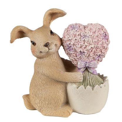 Påskepynt Dekorasjon Kanin påske 12 Cm Brun Rosa Polyresin