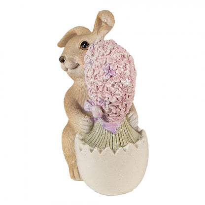 Påskepynt Dekorasjon Kanin påske 12 Cm Brun Rosa Polyresin