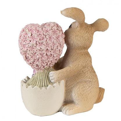 Påskepynt Dekorasjon Kanin påske 12 Cm Brun Rosa Polyresin