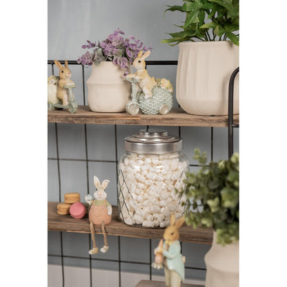 Påskdekoration Kanin Påsk 13 Cm Brun Blå Polyresin