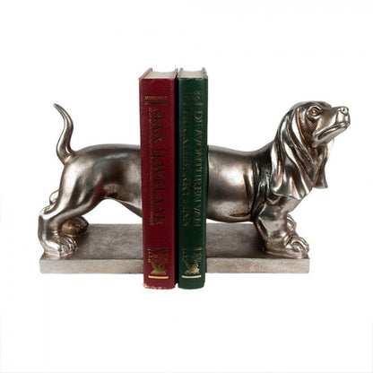 Dekoration Bokstöd Set med 2 hundar Tax 36x12x19 Cm Antiksilver