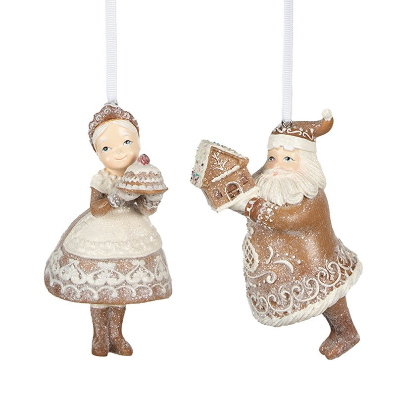 Julgranspynt tomte och tomtemor 13 Cm Brun Polyresin 2-pack