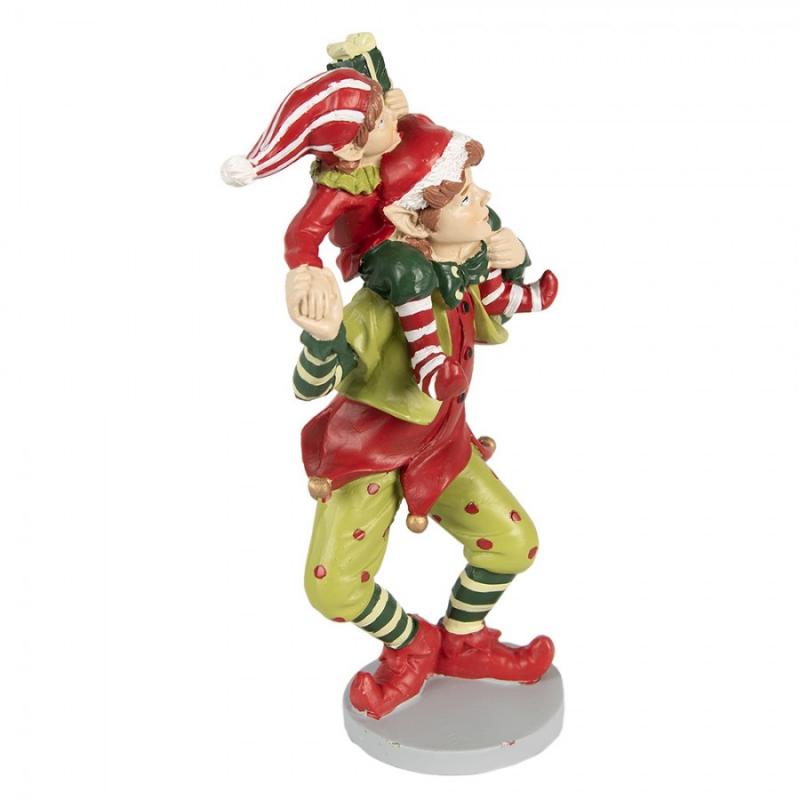 Juldekoration Inomhus Elf 19 cm Röd Grön Polyresin