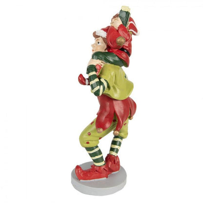 Juldekoration Inomhus Elf 19 cm Röd Grön Polyresin