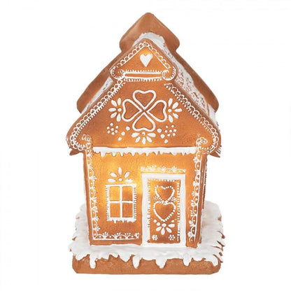 Juldekoration Inomhus med LED Belysning Hus 17 cm Brun Pepparkakshus