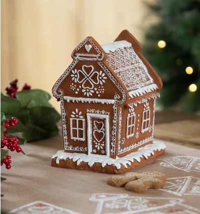 Juldekoration Inomhus med LED Belysning Hus 17 cm Brun Pepparkakshus