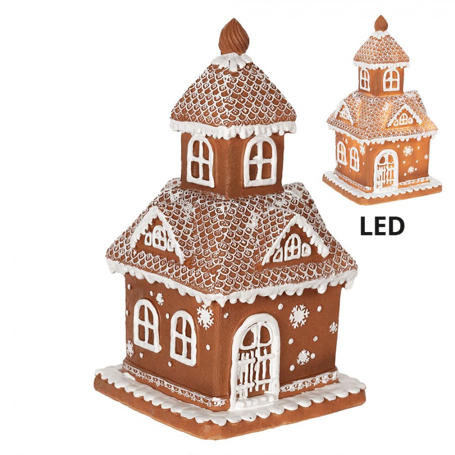 Juldekoration Inomhus med LED Belysning Hus 25 cm Brun Pepparkakshus