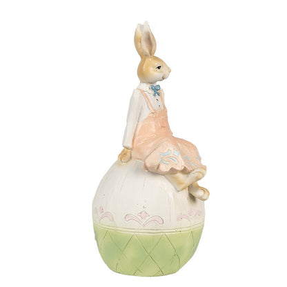 Påskdekoration Kanin 24 Cm Brun Grön Polyresin