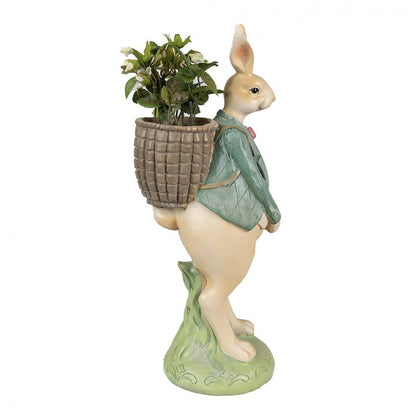 Påskdekoration Kanin 30 Cm Brun Grön Polyresin