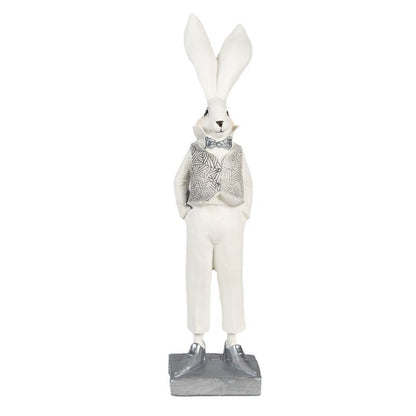 Påskdekoration Kanin 36 Cm Vit Silverfärgad Polyresin