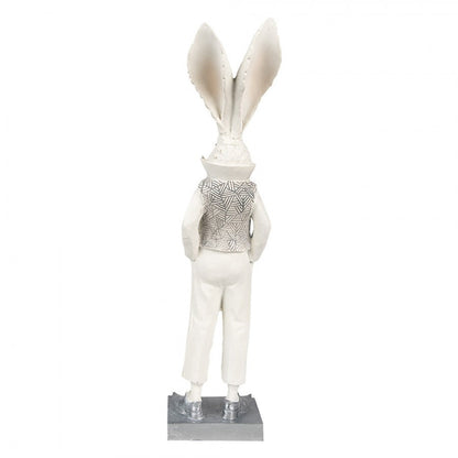 Påskdekoration Kanin 36 Cm Vit Silverfärgad Polyresin
