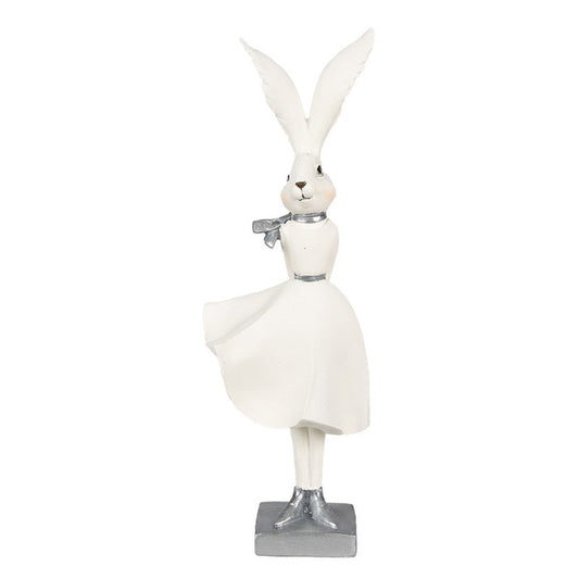 Påskdekoration Kanin 37 Cm Vit Silverfärgad Polyresin