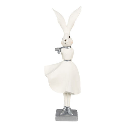 Påskdekoration Kanin 37 Cm Vit Silverfärgad Polyresin