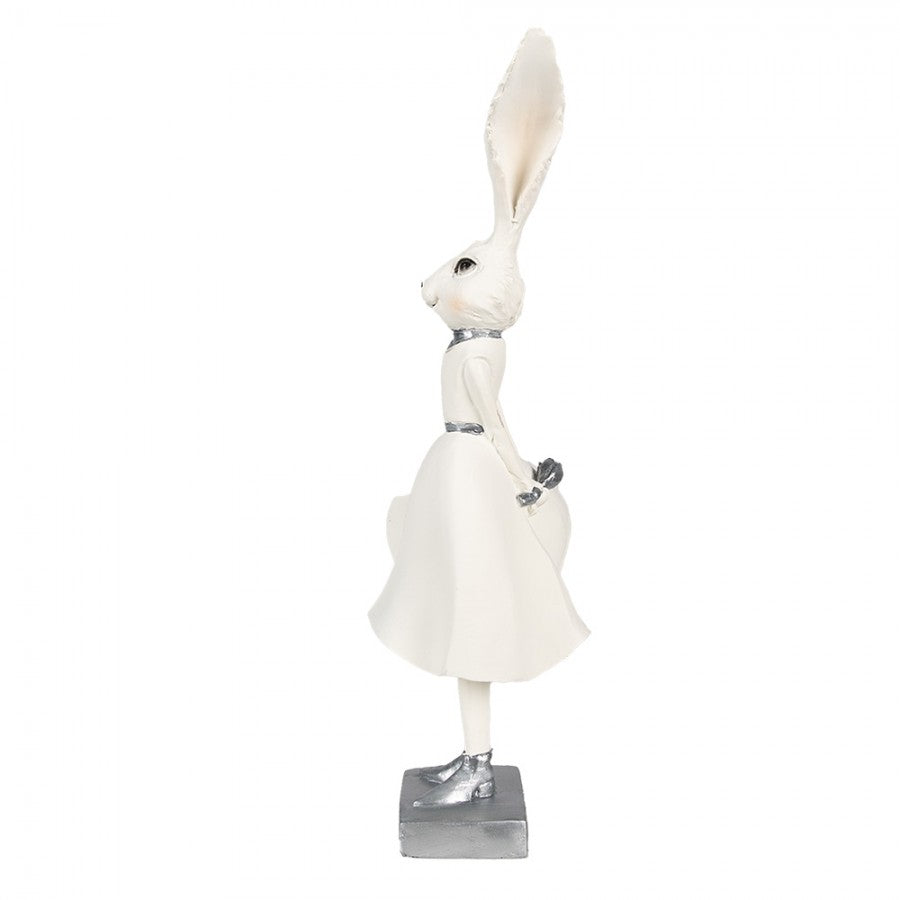 Påskdekoration Kanin 37 Cm Vit Silverfärgad Polyresin
