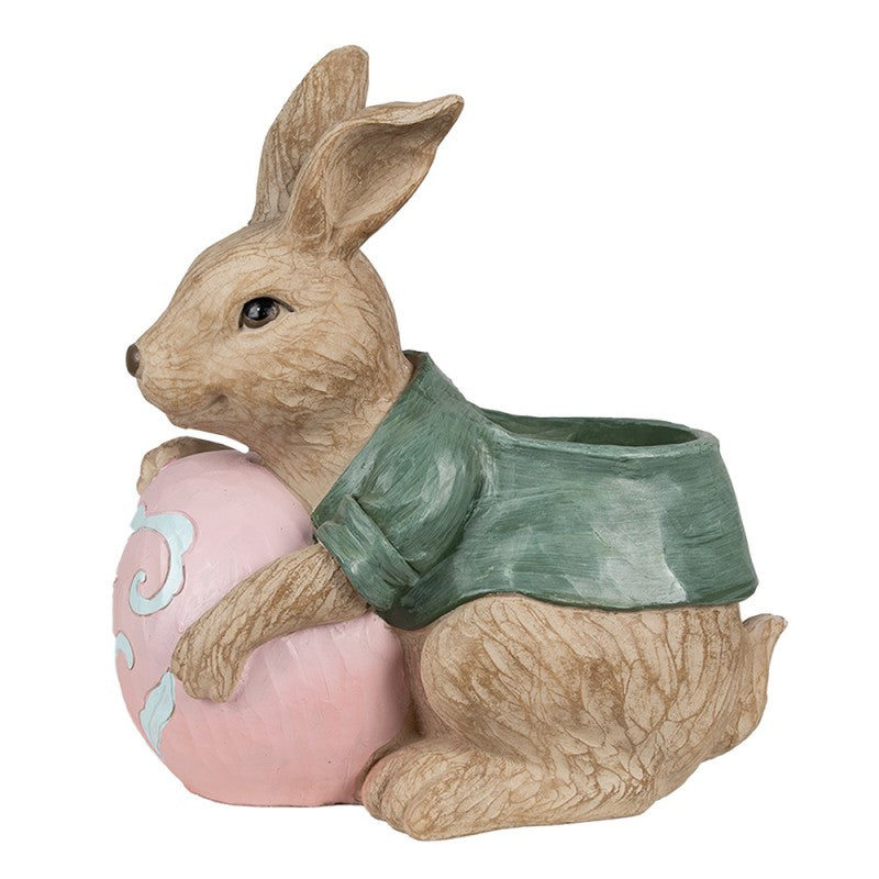 Påskdekoration Kanin Planterare 30 Cm Brun Grön Polyresin