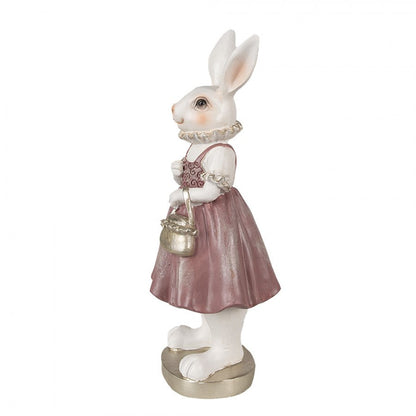 Påskdekoration Kanin 27 Cm Vit Rosa Polyresin