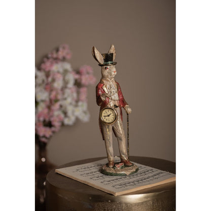 Påskdekoration Kanin 39 Cm Vitguld Färgad Polyresin Klocka
