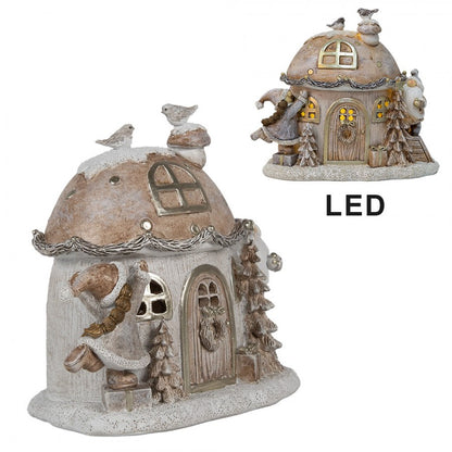 Juldekoration Inomhus Dekorativt Hus Med LED 15 Cm Beige Juldekoration