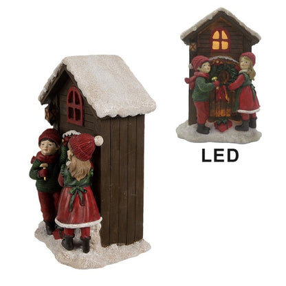 Juldekoration Inomhus Hus med LED 13x10x20 cm Brun
