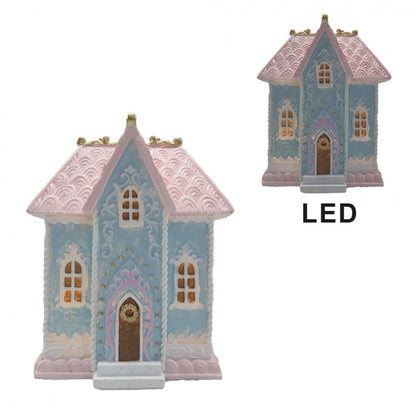 Innendørs Julepynt hus med LED Blå Rosa 12x9x15 cm