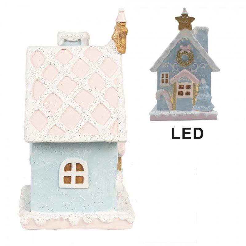 Juldekoration Inomhus Pepparkakshus LED 9x8x15 Cm Blå polyresin