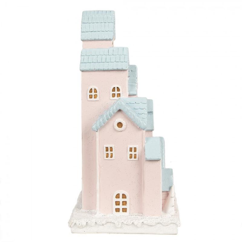 Juldekoration Inomhus Pepparkakshus LED 13x13x26 Cm Rosa polyresin