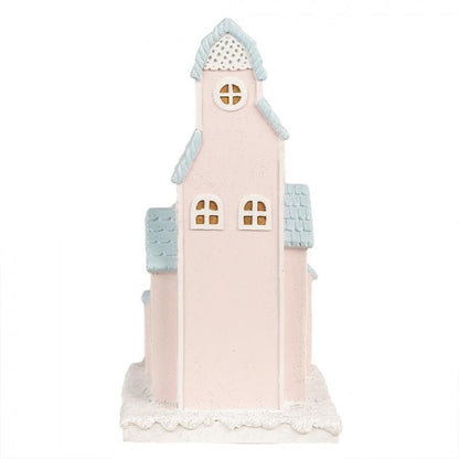 Juldekoration Inomhus Pepparkakshus LED 13x13x26 Cm Rosa polyresin